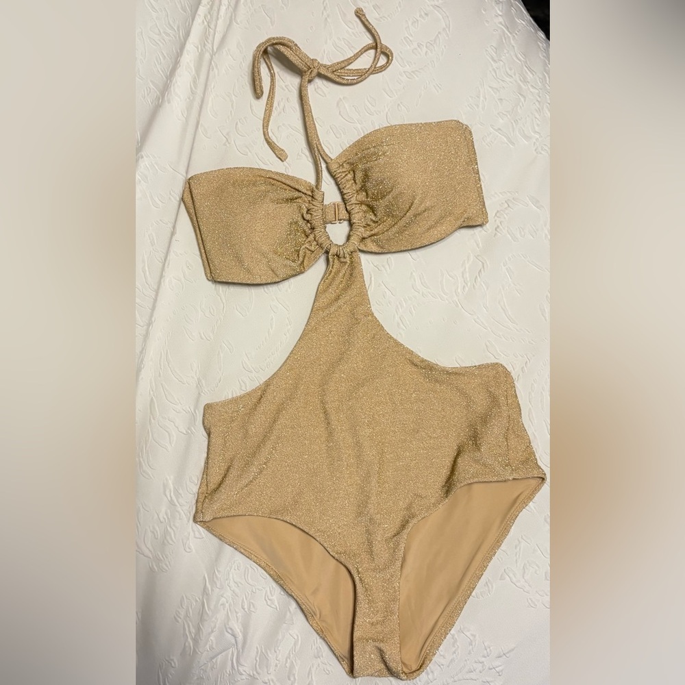 Aerie Glittering Gold One-Piece Swimsuit - Picture 4 of 7